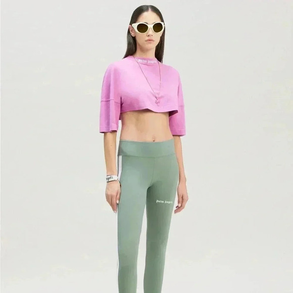 NWT PALM ANGELS TRAINING TRACK LEGGINGS SAGE WHITE S - Picture 2 of 10